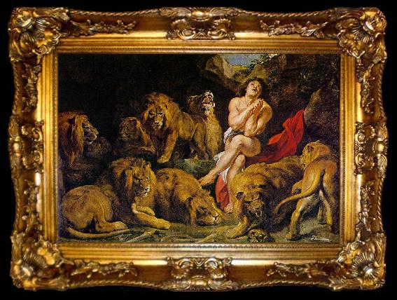framed  RUBENS, Pieter Pauwel Daniel in the Lion